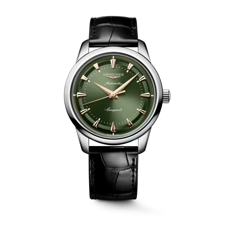 Dit Longines horloge behoort tot de Conquest heritage collectie.
Referentienummer: L1.650.4.02.2

De Longines Conquest collectie roept durf en creatieve geest op. De Conquest lijn was de eerste horlogelijn van het merk waarvan de naam in 1954 door het Zwitserse federale instituut voor intellectueel eigendom werd beschermd. De Conquest heritage-lijn is een eerbetoon aan de eerste Conquest modellen die meer dan 70 jaar geleden gelanceerd werden. Deze modellen combineren naadloos de klassieke stijl van de jaren 50 met moderne horlogetechnologie. 

Dit horloge is voorzien van een automatisch L888 uurwerk met 25.200 vibraties per uur en een gangreserve van ongeveer 72 uur. Het horloge is bestand tegen magnetische velden. De kast is gemaakt van roestvrij staal, en de band van alligatorleer. Het horloge heeft een diameter van 40 mm en is getest op een waterdichtheid van 5 ATM / 50 meter. Het horloge heeft een krasbestendig saffierglas met meerdere lagen anti-reflecterende coating aan beide zijden