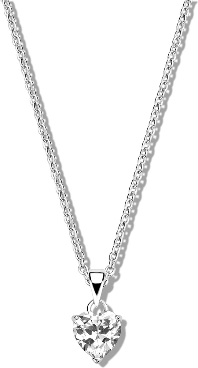 Collier met zirkonia hart hanger