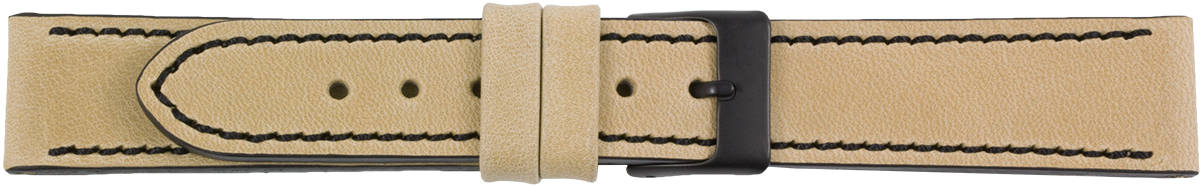 horlogeband leder 201 Vintage beige/zwart 24mm