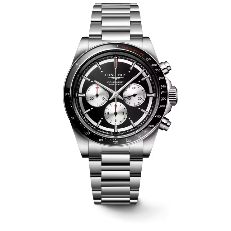 Dit Longines horloge behoort tot de Conquest collectie.
Referentienummer: L.3.835.4.52.6

De Longines is voorzien van een automatisch uurwerk met een gangreserve van 59 uur. De kast en band zijn gemaakt van roestvrij staal. Het horloge heeft een diameter van 42mm en is getest op een waterdichtheid van 10 ATM / 100 meter. Op de zwarte wijzerplaat is, dankzij de Super-LumiNova techniek, het horloge ook in het donker goed af te lezen. Het horloge heeft een krasbestendig saffierglas met meerdere lagen anti-reflecterende coating aan beide zijden en een geschroefd en transparant achterdeksel met saffierglas.

Horloges van Longines met automatische uurwerken genieten van een verlengde fabricagegarantie van 5 jaar. Deze langere garantieperiode onderstreept de uitzonderlijke kwaliteit en het vakmanschap van de automatische uurwerken van Longines.