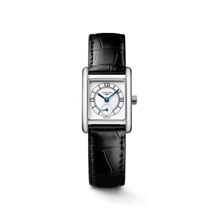 Dit Longines horloge behoort tot de Dolce Vita collectie.
Referentienummer: L5.200.4.75.2

De Longines is voorzien van een kaliber L178 uurwerk. De kast is gemaakt van roestvrij staalen de zwarte band is gemaakt van alligator leer. Het horloge heeft een diameter van 29 x 21.5 mm en is getest op een waterdichtheid van 3 ATM. Het horloge heeft een krasbestendig saffierglas met meerdere lagen anti-reflecterende coating aan beide zijden