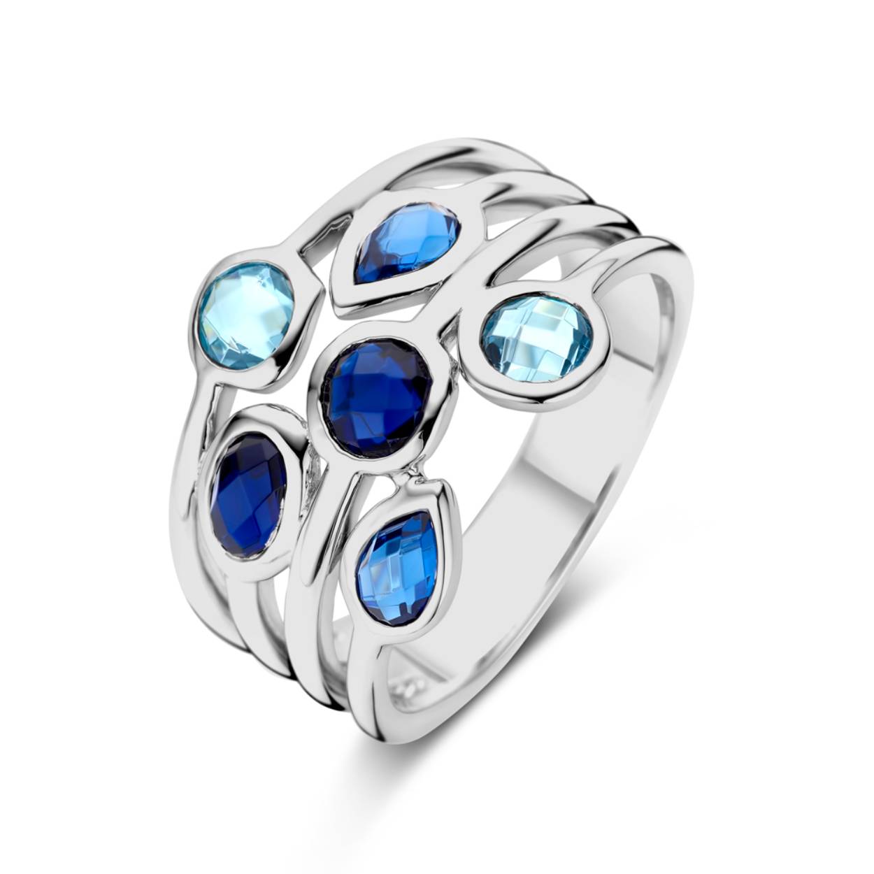 Zilveren ring zirkonia blauw Rosa di luca