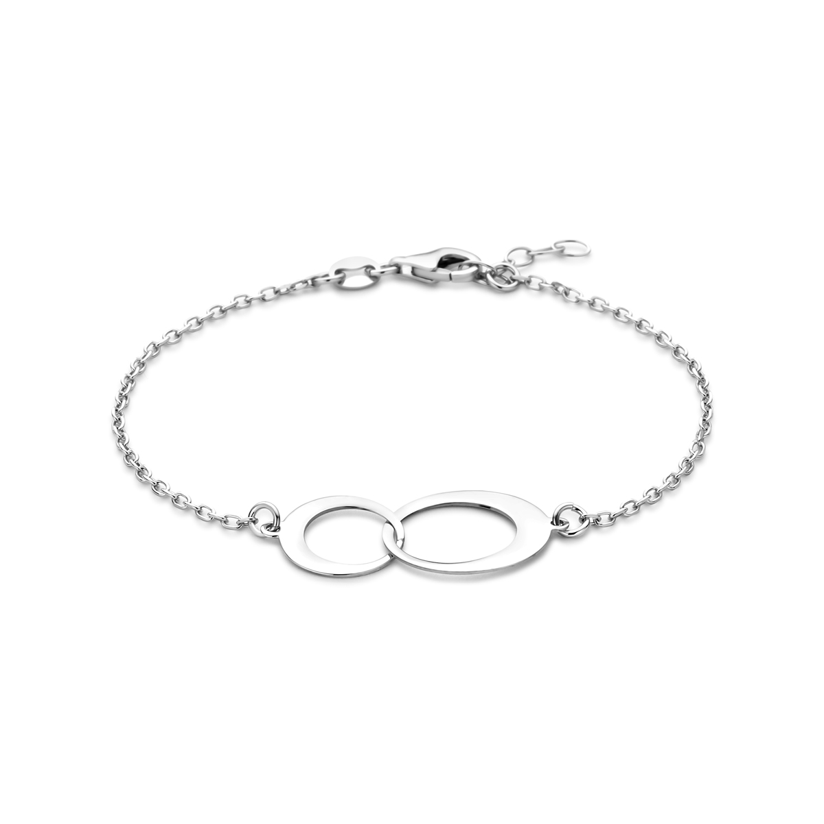 Gerhodineerd 925 zilveren armband met een draaglengte van 17cm en 2cm extensie. De armband heeft een schakelbreedte van 1.6mm en is uitgevoerd met karabijnsluiting.