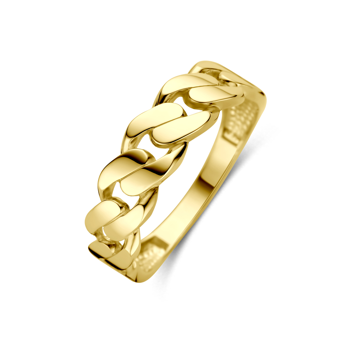 14k Geelgouden ring met een breedte van 5.5mm.