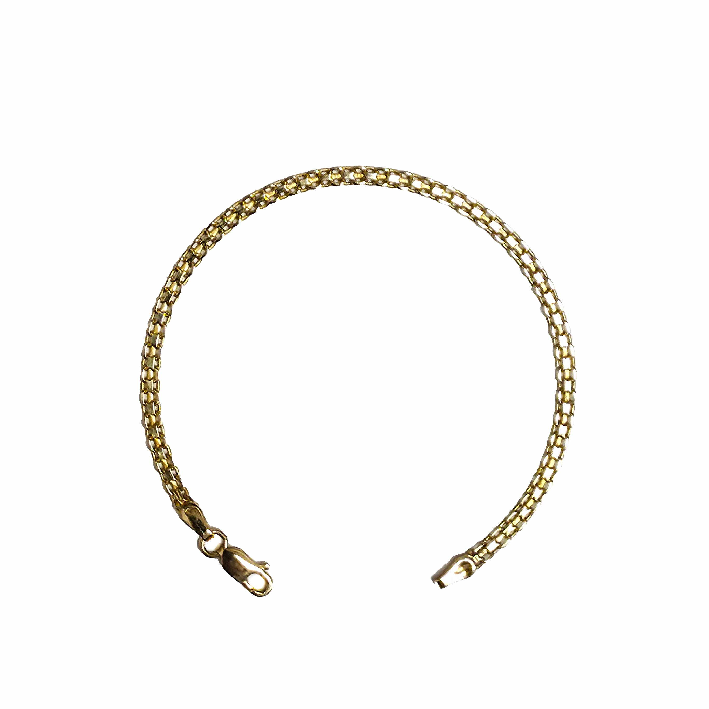 Fraaie geelgouden schakelarmband 3 mm breed en 18 cm lang, Bismarckschakel