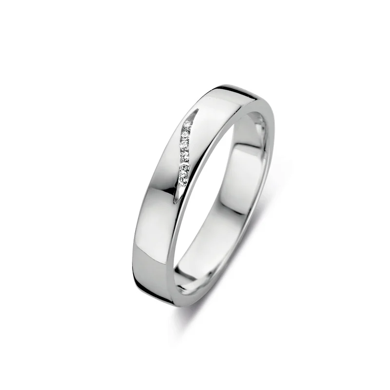zilveren RdL ring, 6 briljantjes mt50