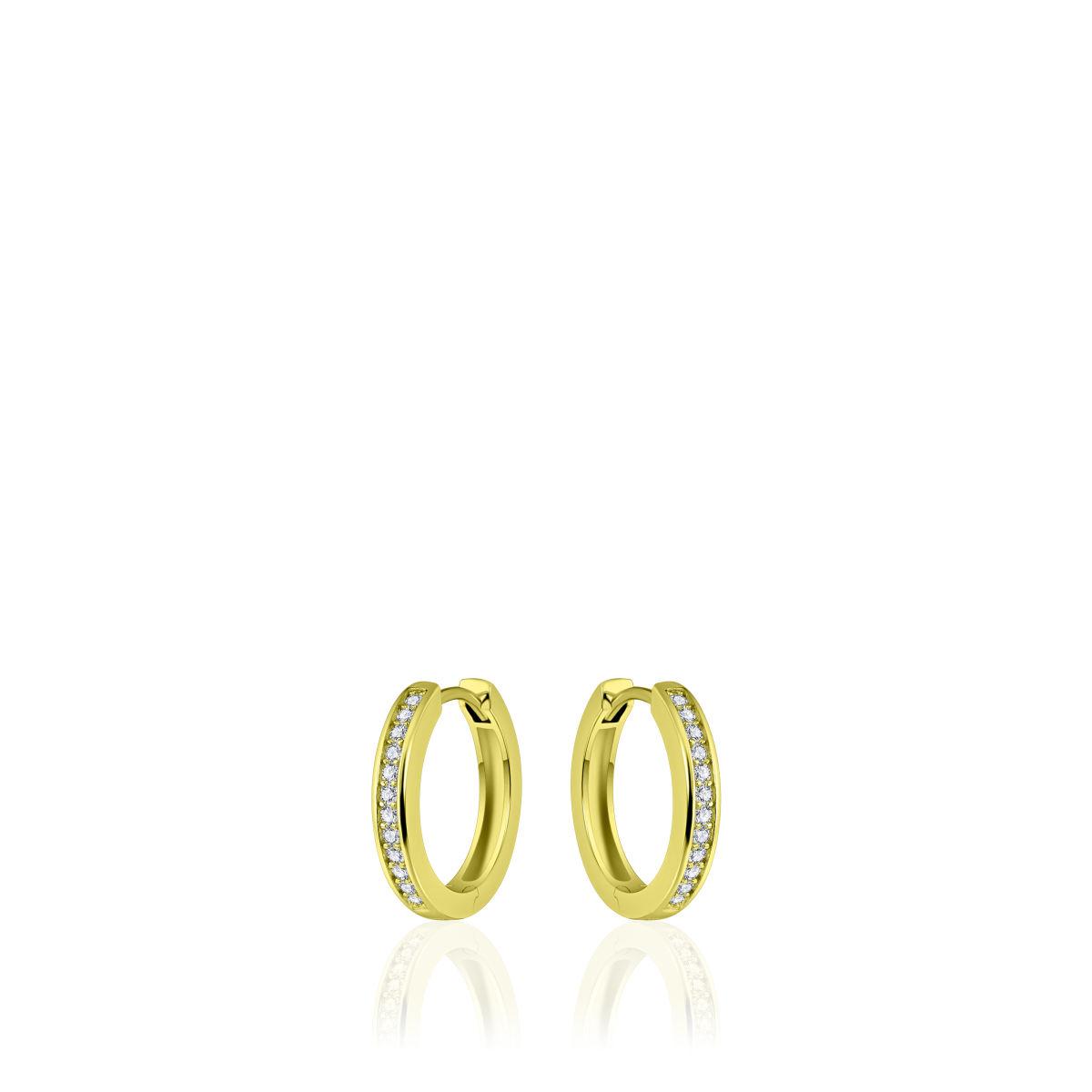 Huiscollectie - Zilveren klapcreolen bezet met zirconia's 20x3mm, verguld - KCD3/20Y