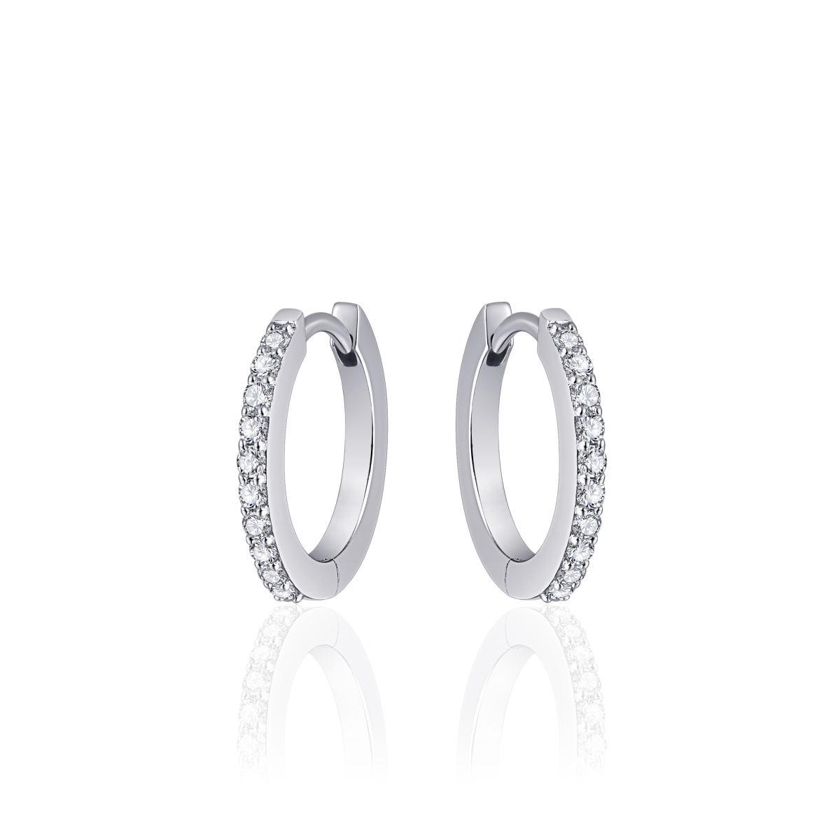 Huiscollectie - Zilveren klapcreolen bezet met zirconia's, 18x2mm - KCF2/18