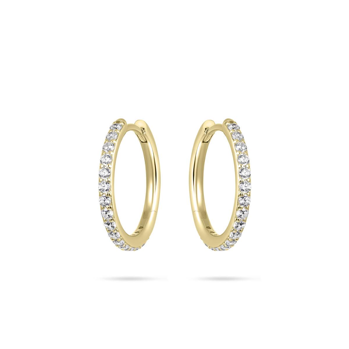 Huiscollectie - Zilveren klapcreolen bezet met zirconia's, 20x2mm, verguld - KCK2/20Y
