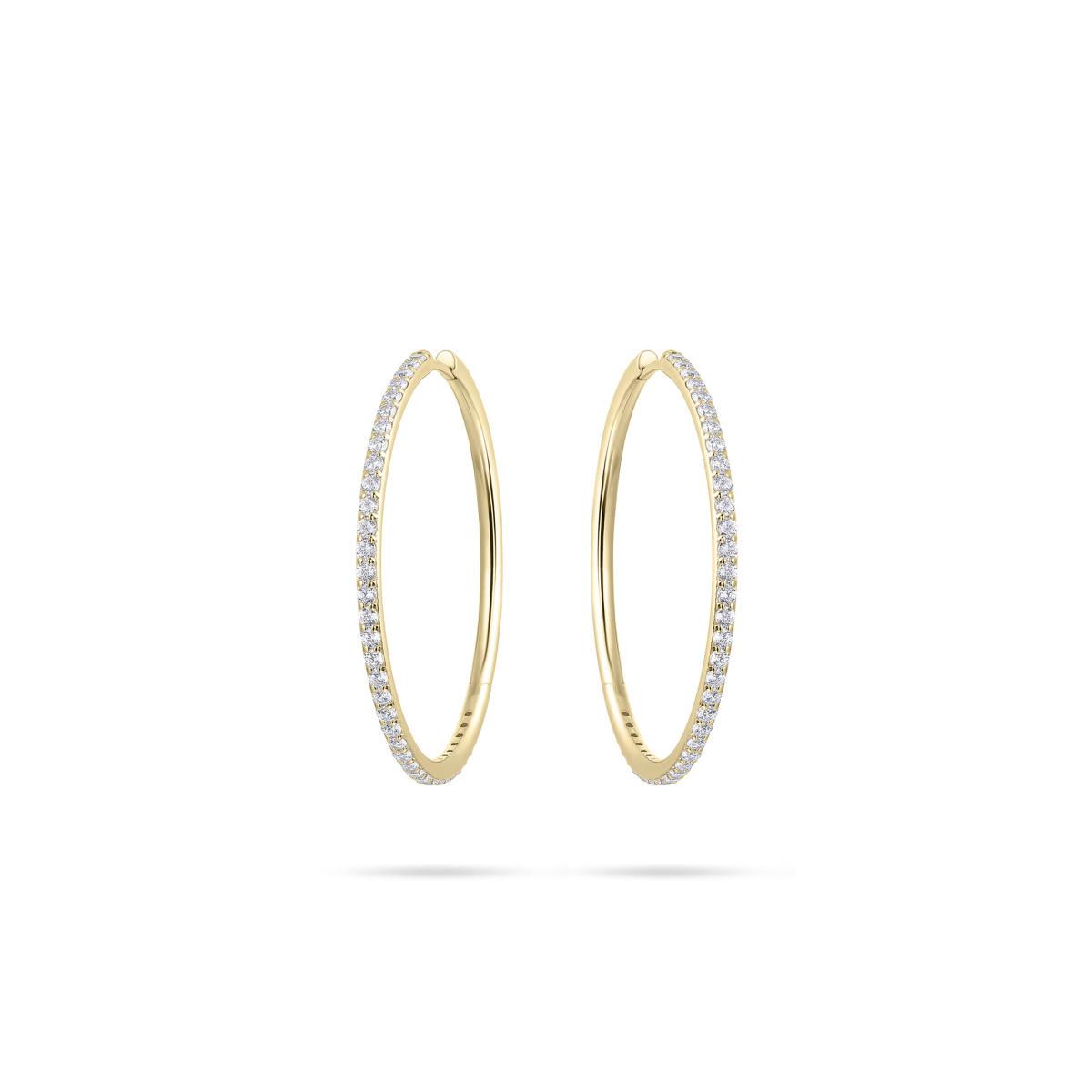 Huiscollectie - Zilveren klapcreolen bezet met zirconia's, 40x2mm, verguld - KCK2/40Y