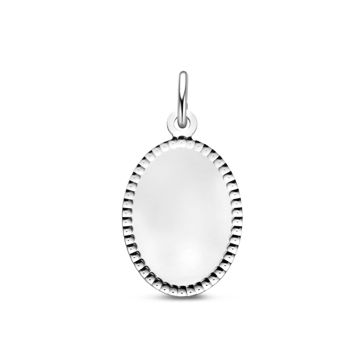 Gerhodineerd 925 zilveren graveerhanger met een totale hoogte van 26mm.