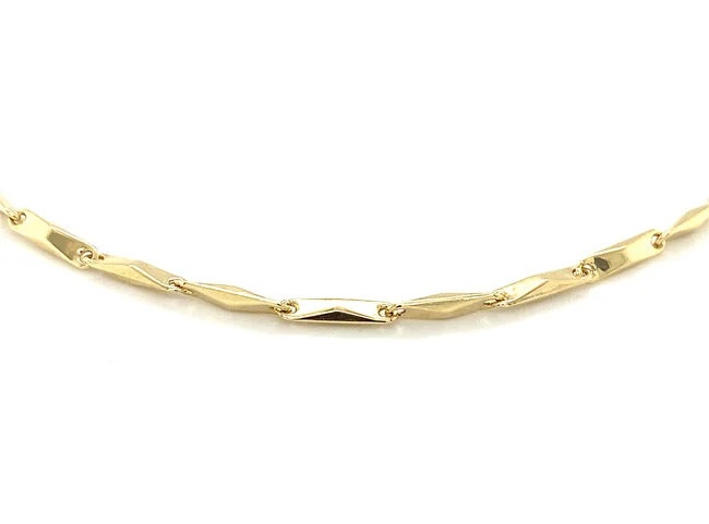 14 Karaats Geel Goud Ruitvormig Dak Schakel Collier met een breedte van 2.7mm.
