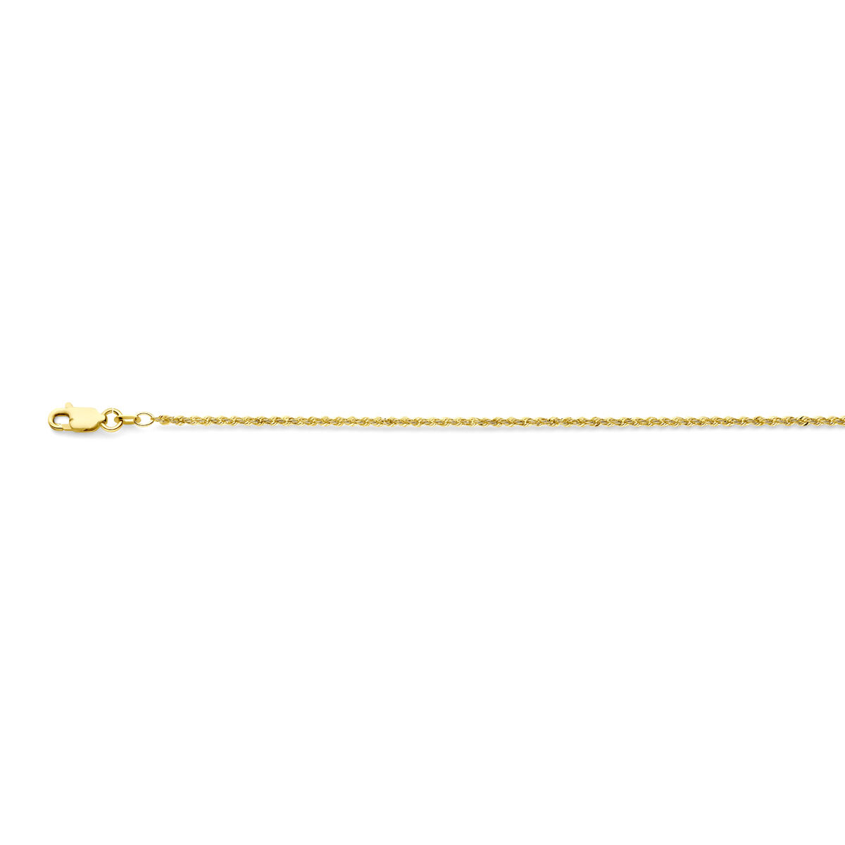 14 Karaats Massief Geel Gouden Collier in een Geslepen Koord uitvoering en een breedte van 1.5mm en een lengte van 50cm.