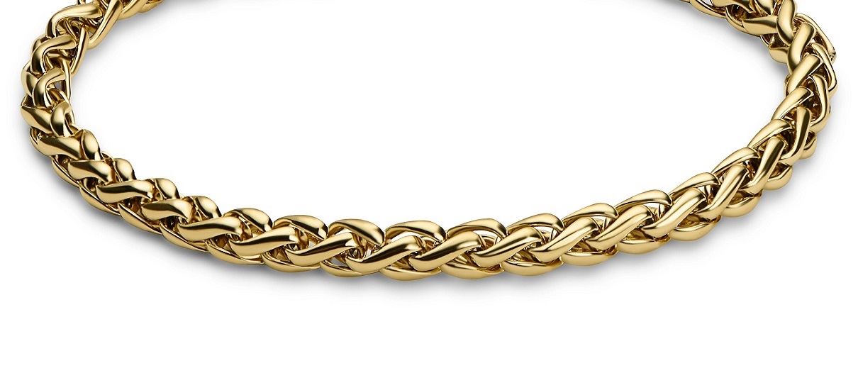 14 Karaats Geel Gouden Palmier Buis Schakel Armband. 
Met een draaiende Karabijn sluiting, helaas niet zichtbaar op de afbeelding. 
Deze sluiting zorgt voor gemak bij het om doen.
Tevens verlicht het de roterende druk op de sluiting, bij dagelijks gebruik.