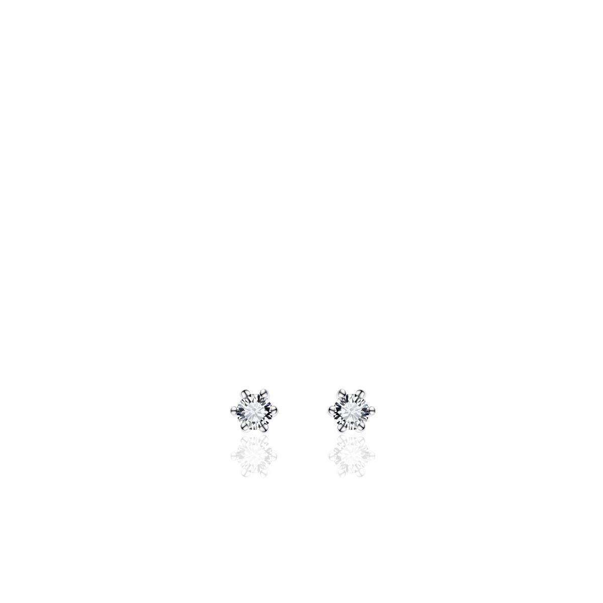 Huiscollectie - Zilveren oorknop bezet met zirconia in 6-poots chaton, 3mm - SPE02