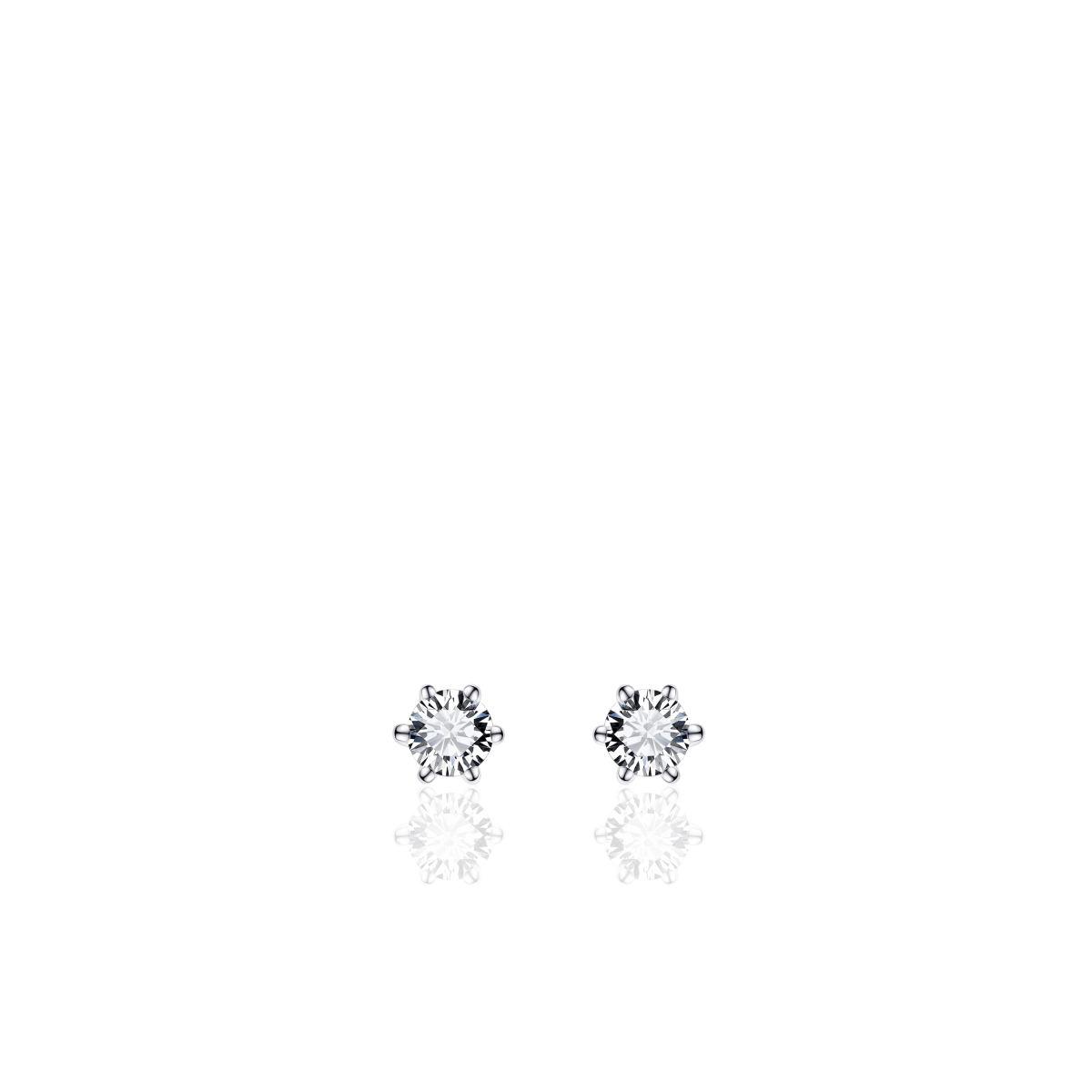 Huiscollectie - Zilveren oorsteker bezet met zirconia in 6-poots chaton, 4mm - SPE03