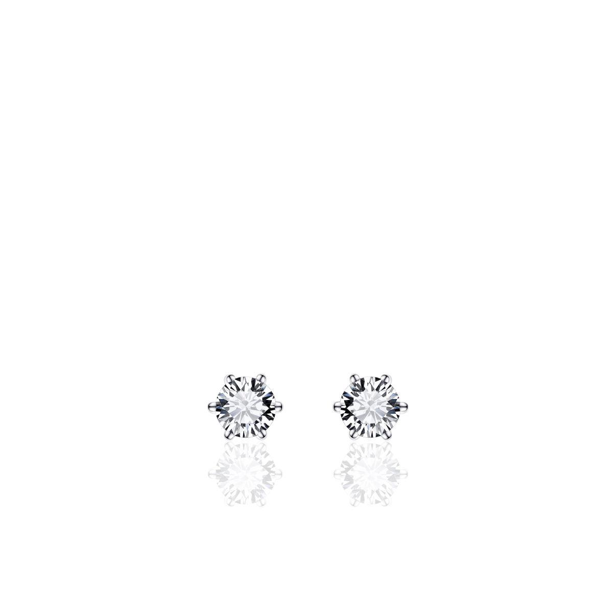 Huiscollectie - Zilveren oorsteker bezet met zirconia in 6-poots chaton, 5mm - SPE04