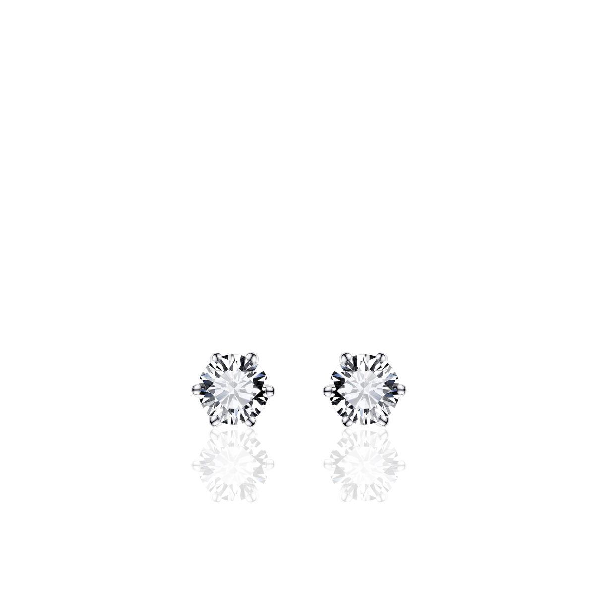 Huiscollectie - Zilveren oorsteker bezet met zirconia in 6-poots chaton, 6mm - SPE05