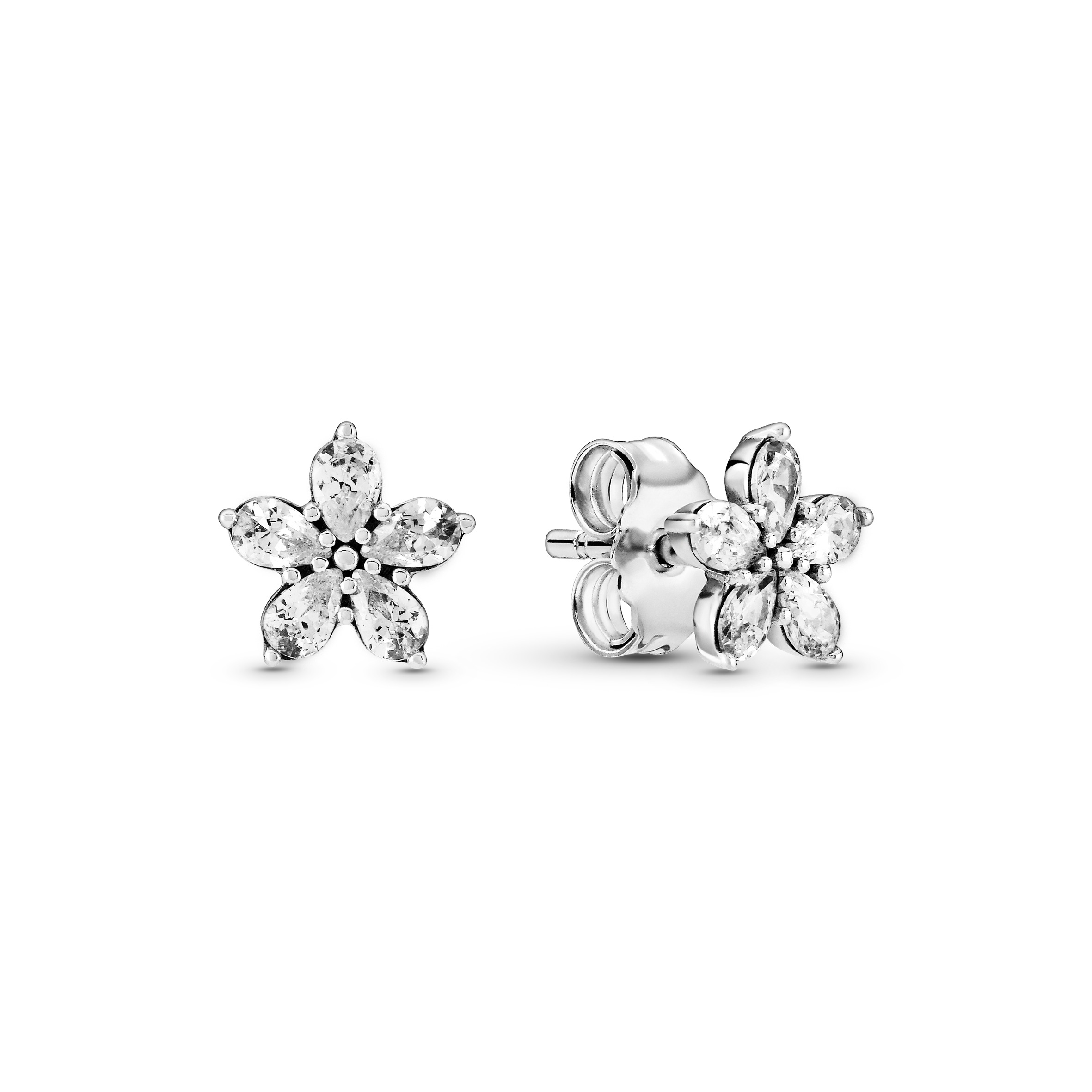 Pandoa - Zilveren Snowflake oorknoppen met zirconia's - 299239C01