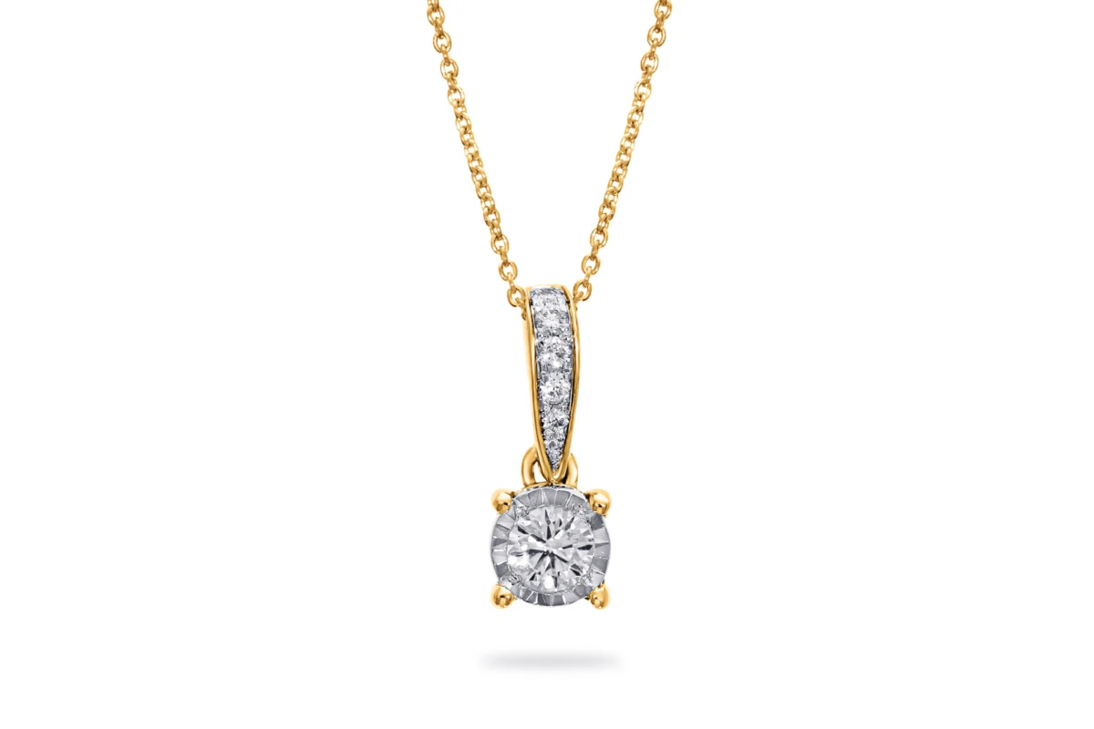 Gouden solitair hanger met diamant (zonder collier)
6-0.10 crt H/SI 