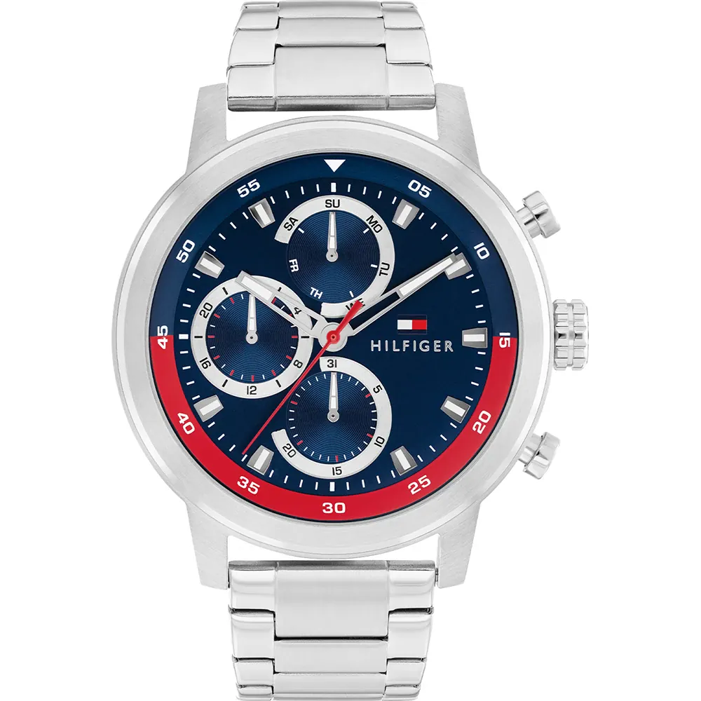 Dit Tommy Hilfiger horloge heeft een kast gemaakt van Roestvrijstaal met een diameter van 46 mm en is voorzien van een metalen band. In de kast bevindt zich een Seiko Instruments Inc. kwaliteitsuurwerk en is afgewerkt met Mineraalglas.
Het horloge is 5ATM. Dit betekent dat het horloge geschikt is om mee te douchen. Verder wordt het horloge geleverd met 2 jaar garantie.
.