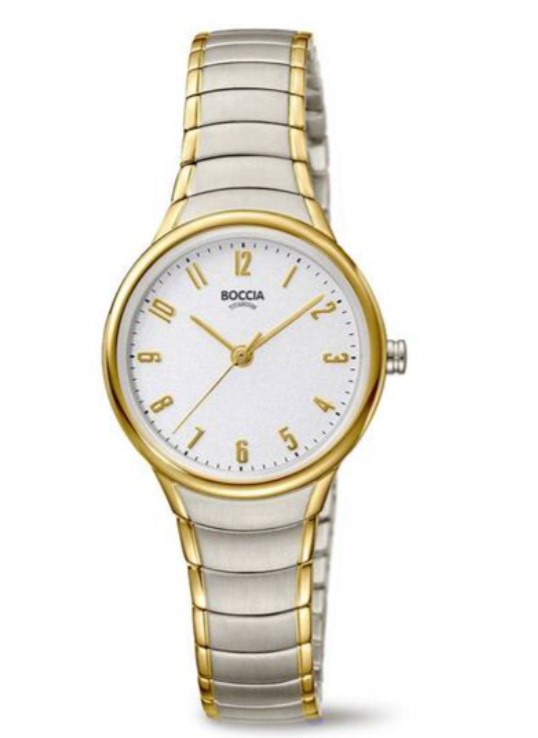 Boccia Bicolor Titanium Quarts dames pols horloge model 3319-02. 3 ATM waterdicht.