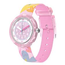 PASTEL PARADISE is een ode aan de pracht van planten! Dit educatieve horloge voor kinderen combineert een bladprint met lichtroze tinten en een pastelroze metallic wijzerplaat. Geweldig voor kinderen die leren klokkijken en een perfect kindercadeau!