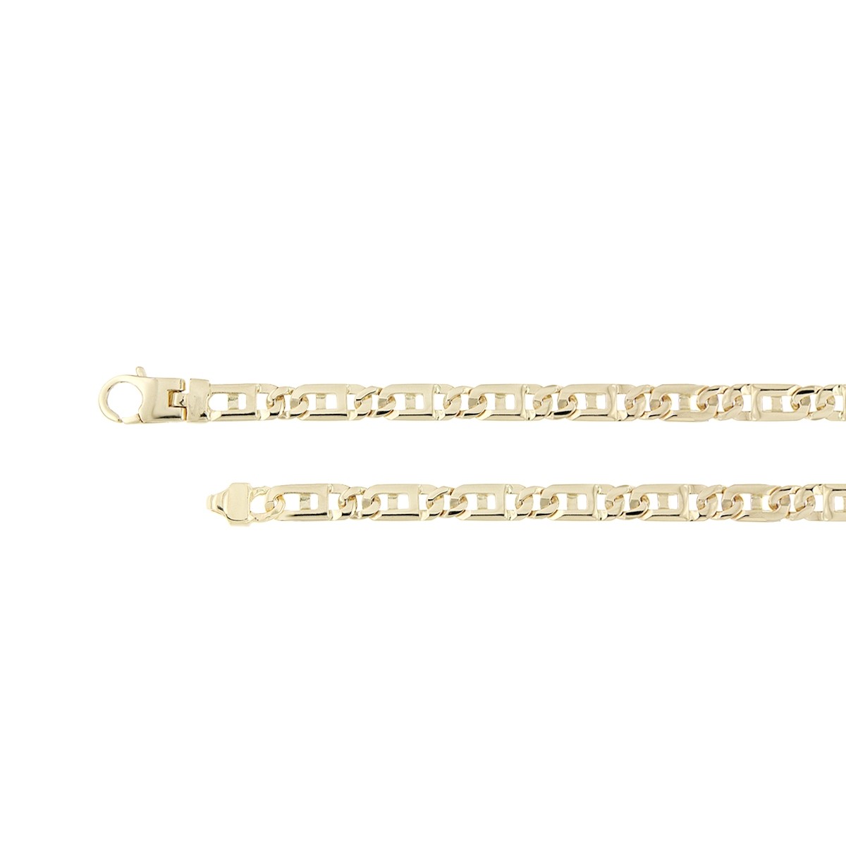 14 Karaats Geelgouden Fantasie Schakel Collier met een Breedte van 5.6 mm en een lengte van 60 cm.
