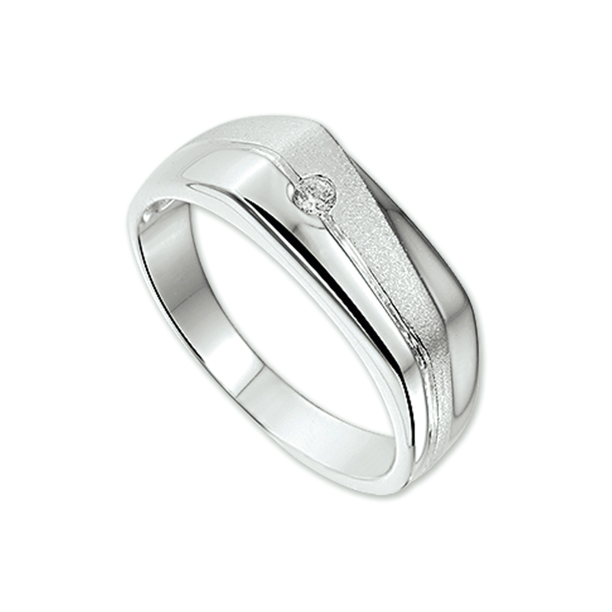 ring zirkonia dwarsmodel poli/mat zilver wit