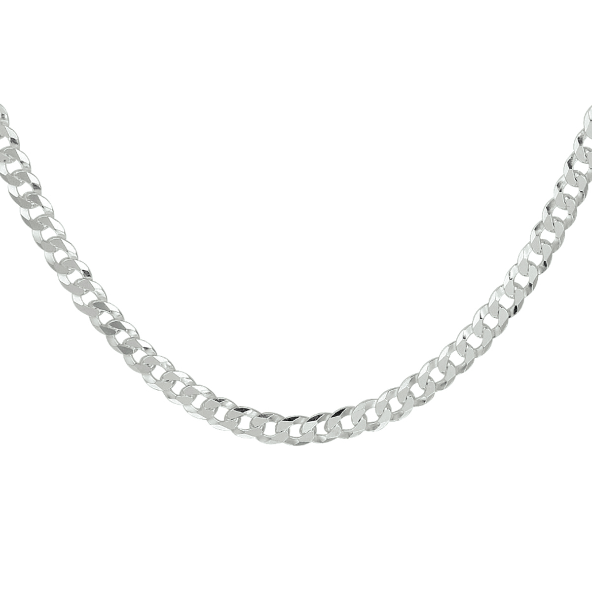925 zilveren gourmette lengte artikel met een schakelbreedte van 4.3mm. Het lengte artikel heeft een karabijn sluiting.