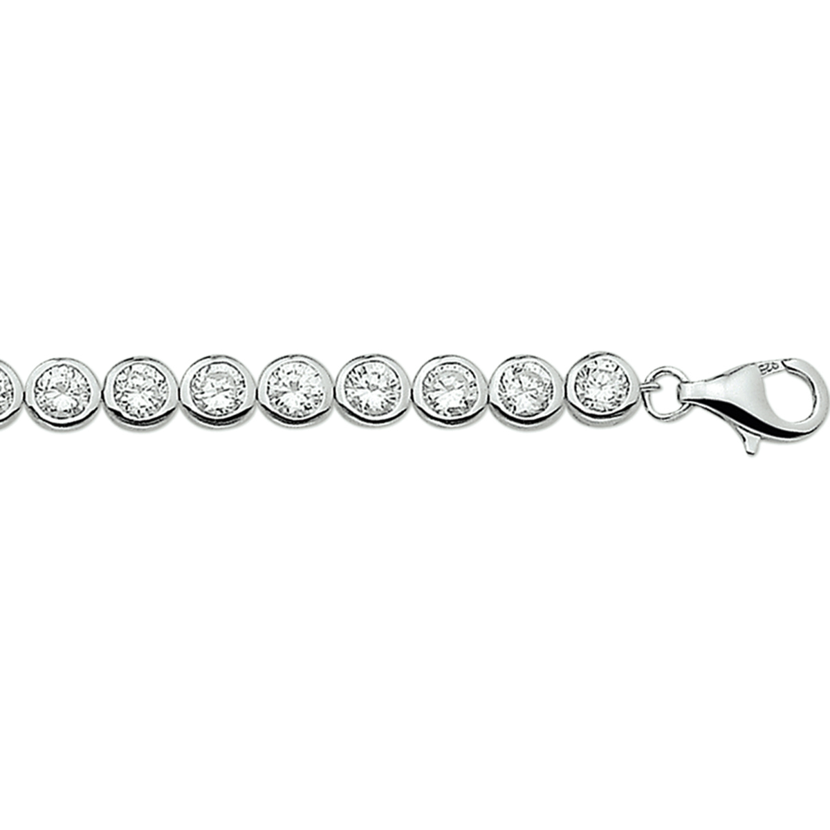 Gerhodineerd zilveren tennisarmband met zirkonia.