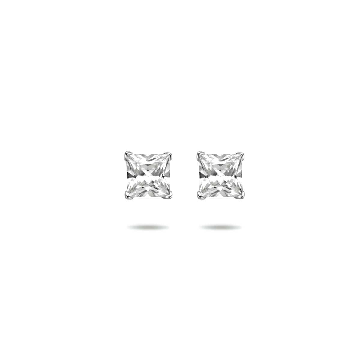 zilveren oorstekers, vierkant cz 6mm
