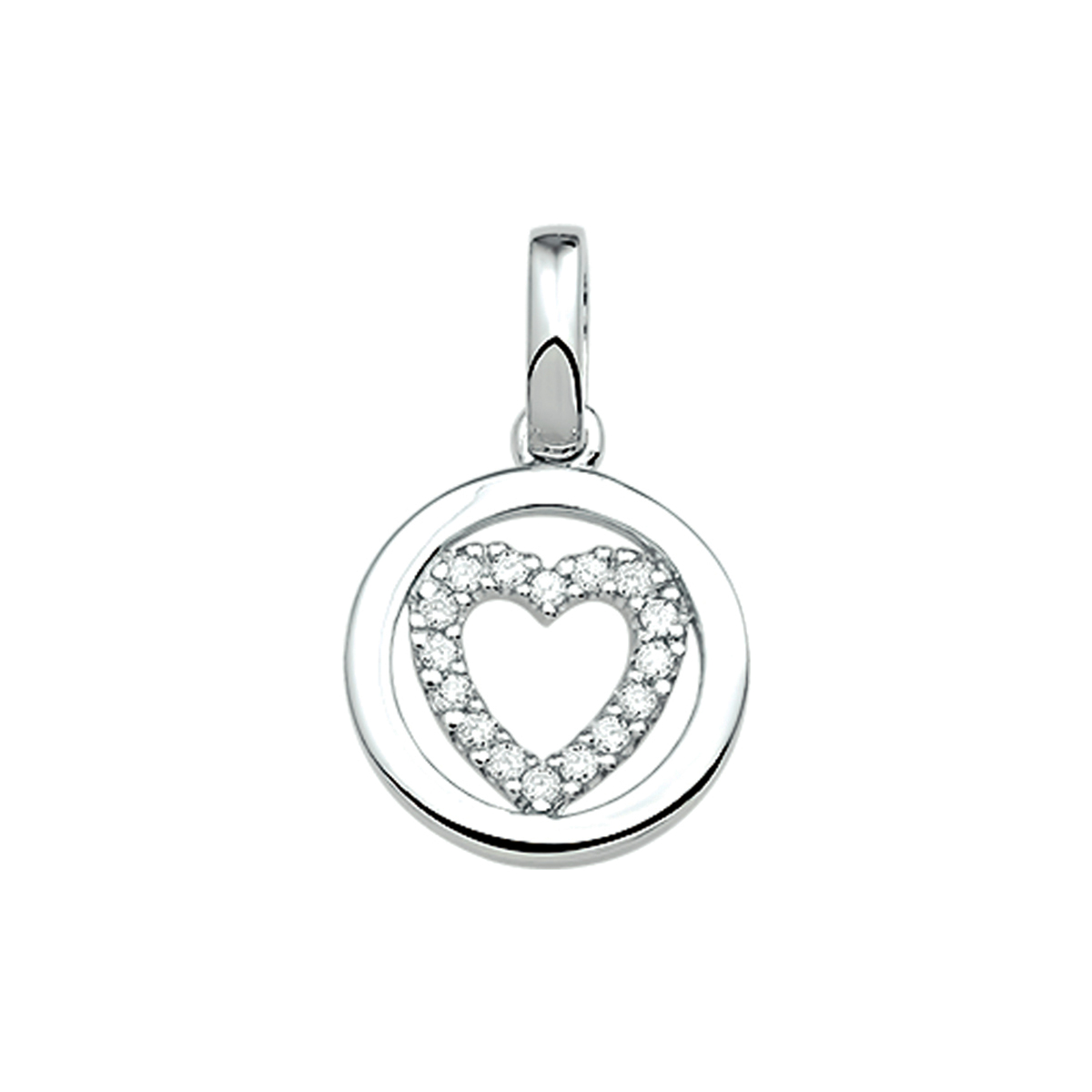 Zilveren hanger hart met zirkonia's | 13mm | 13.16717