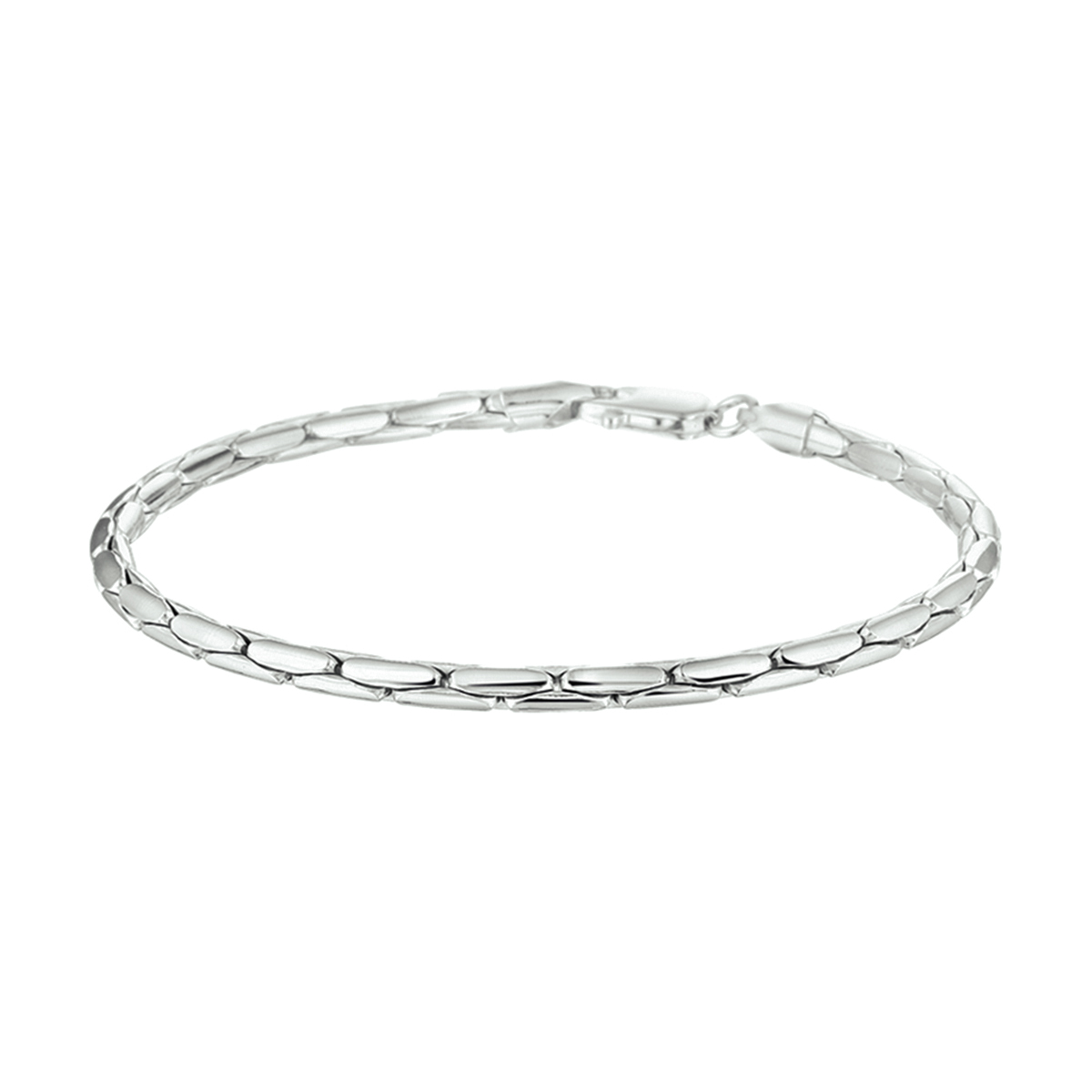 Cardano armband van gerhodineerd zilver. 18,5 cm.
Doelgroep: dames
Breedte: 2.7 mm
Langste lengte: 18.5 cm