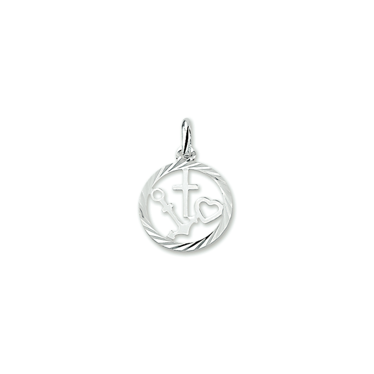 Deze Zilver gerhodineerd geloof/hoop/liefde bedels ketting met modelnummer 1322071 van een onbekend merk heeft de volgende kenmerken: het is gemaakt van zilver, heeft een glanzende afwerking en een breedte van 14 mm. Het is zilverkleurig en geschikt als halsketting. Draag het als een dagelijkse herinnering aan geloof, hoop en liefde.