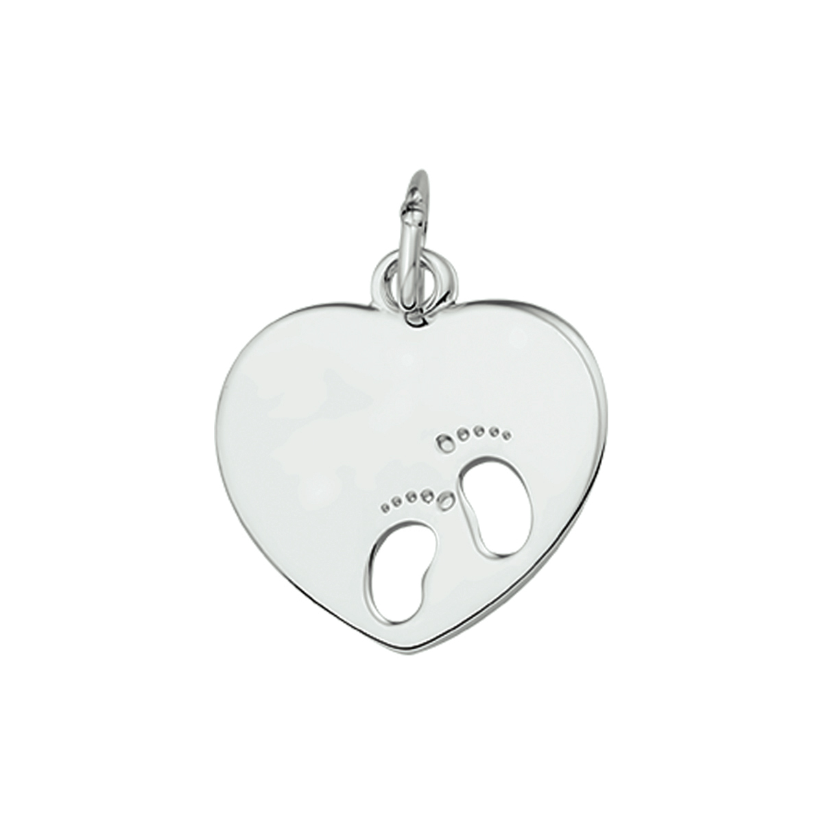 Dit prachtige Graveerhartje Voetjes, modelnummer 1324594, is een zilverkleurige hanger van 2,37 gram. Gemaakt van rodiumplated edelmetaal, straalt het dankzij zijn glans. Met een afmeting van 16x17 mm is het ideaal om aan een ketting om de hals te dragen. Draag het dicht bij je hart voor een persoonlijke touch. Perfect als cadeau!