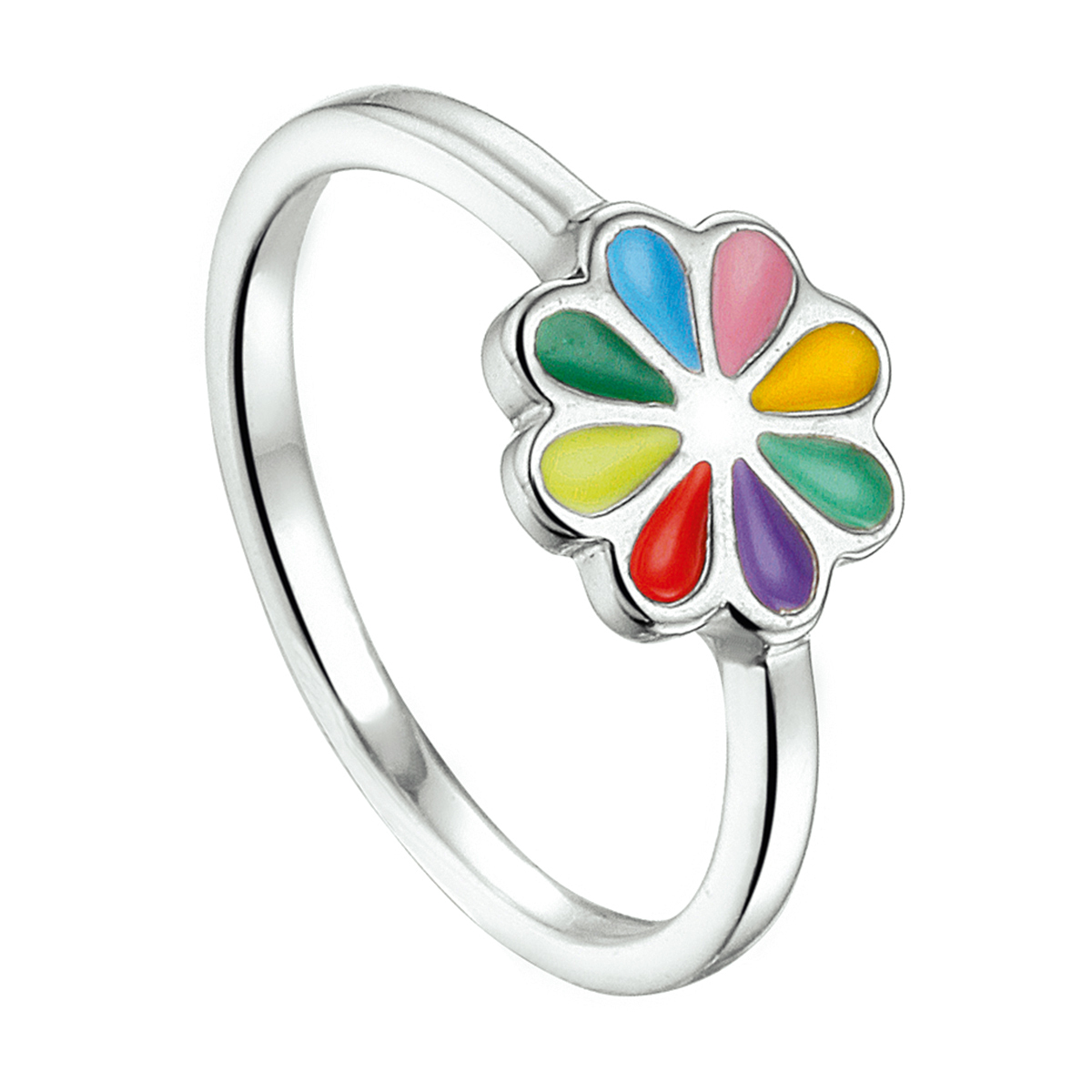 Super leuke bloem ring in gerhodineerd zilver en verschillende vrolijke kleuren emaille. De ring heeft een diameter van 7.5mm en is verkrijgbaar in verschillende maten. De ring is te combineren met bijpassende sieraden uit onze collectie. Tip: Leuk om kado te geven! Zie je ze al stralen!?
Doelgroep: kinderen
Ringmaat: 14.50 mm (46)
Breedte: 7.5 mm