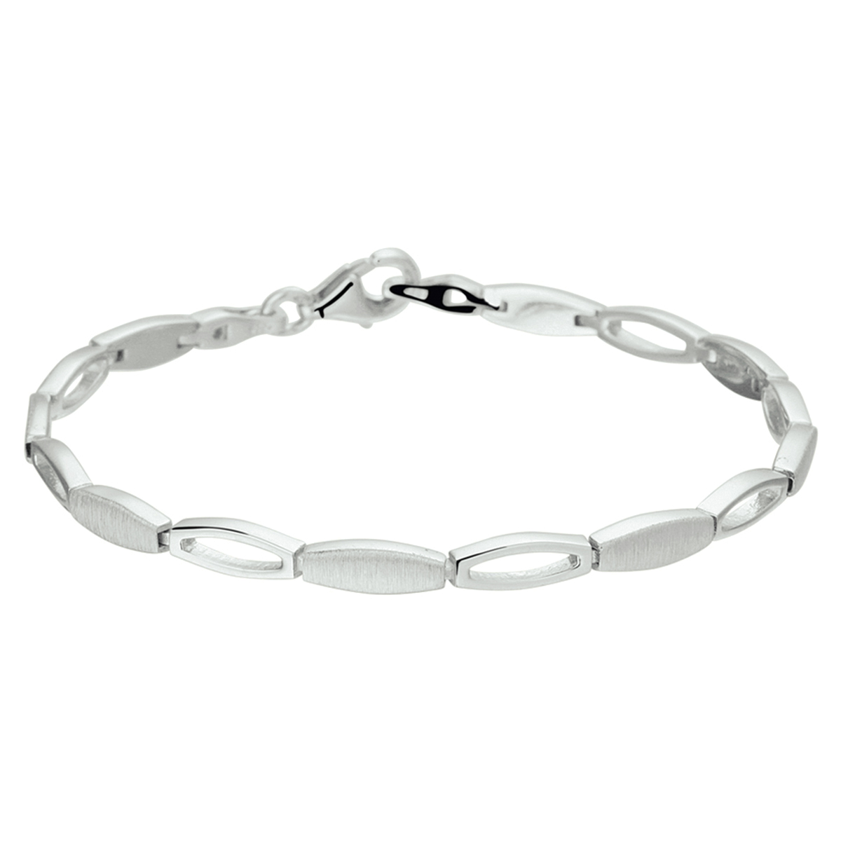 Chique gerhodineerd poli mat zilveren armband met ovale schakels van 4.2mm uitgevoerd met een stevige karabijn sluiting. De armband heeft opengewerkte schakels en stralen elegantie uit ze maken de armband tot een ware eyecatcher. De armband is te combineren met bijpassende sieraden een perfecte combinatie als je subtiel glamour wilt toevoegen aan je look. Info: Gerhodineerd zilver is door de rhodiumlaag beter bestand tegen verkleuren en krassen.
Doelgroep: dames
Breedte: 4.2 mm
Langste lengte: 19 cm