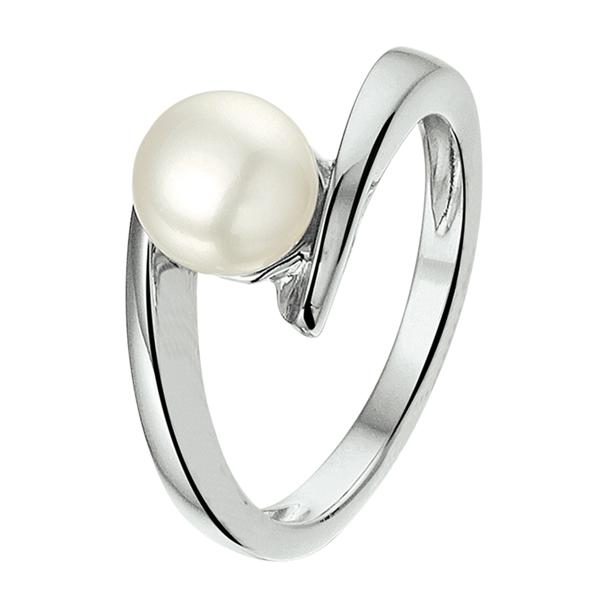 Gerhodineerd zilveren ring van 9mm breed uitgevoerd met een zoetwaterparel van 7mm. De ring  kan gecombineerd worden met bijpassende sieraden.