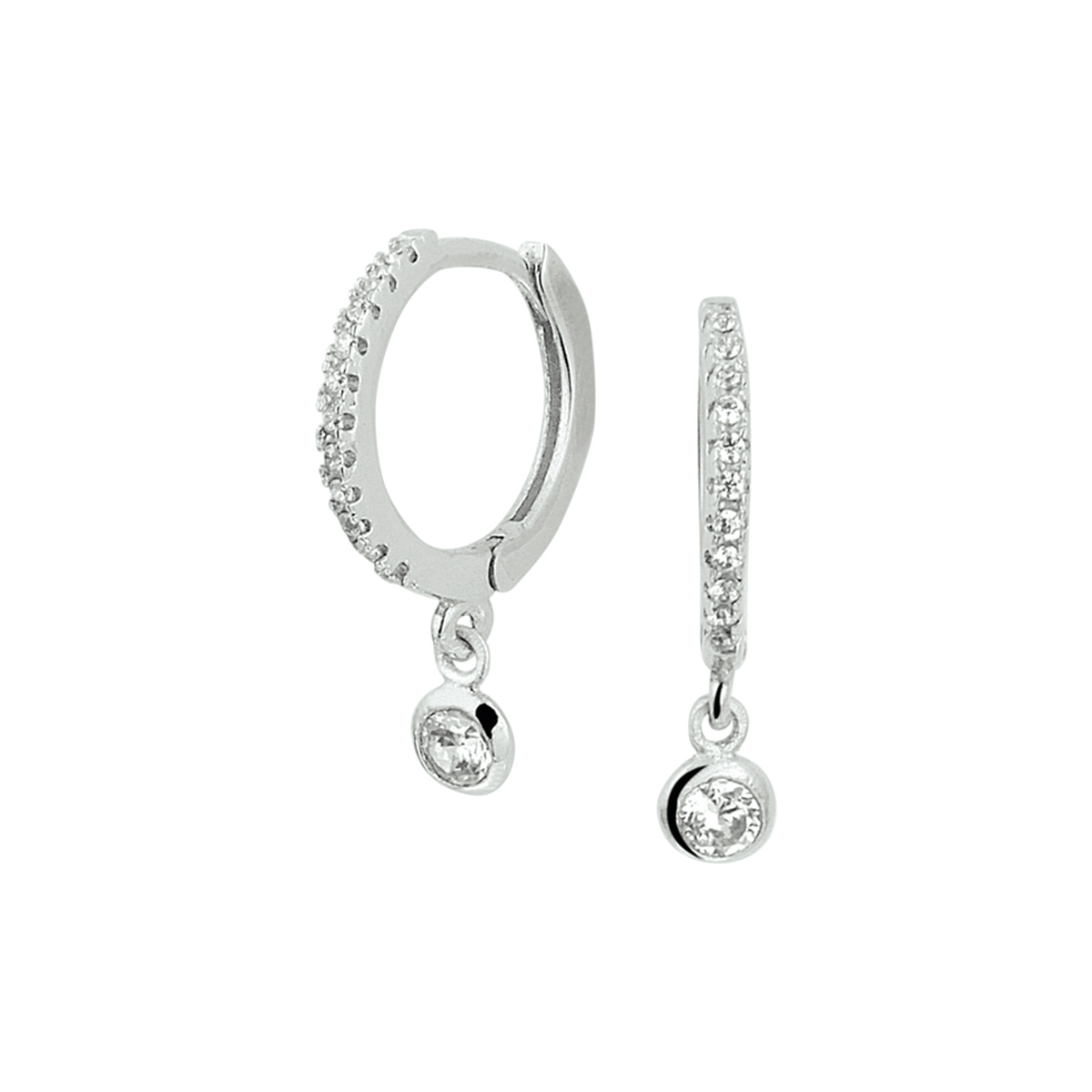 Gerhodineerd zilveren klapoorringen met afmetingen van 11.5x1.5mm en een totaal hoogte van 17mm. Uitgevoerd met schitterende zirkonia en een stevige scharnier. Tip: Leuk om kado te geven! Zie je ze al stralen? Info: Gerhodineerd zilver is door de rhodiumlaag beter bestand tegen verkleuren en krassen.