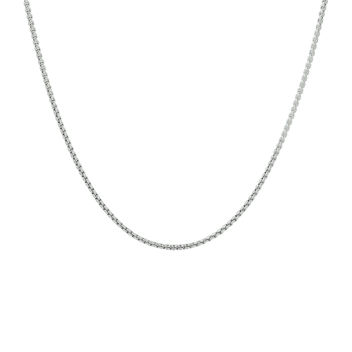 Gerhodineerd zilveren collier met een venetiaanse schakel van 1.2mm. Het collier heeft een draaglengte van 38cm en is uitgevoerd met een stevige karabijn sluiting. Info: Gerhodineerd zilver is door de rhodiumlaag beter bestand tegen verkleuren en krassen.