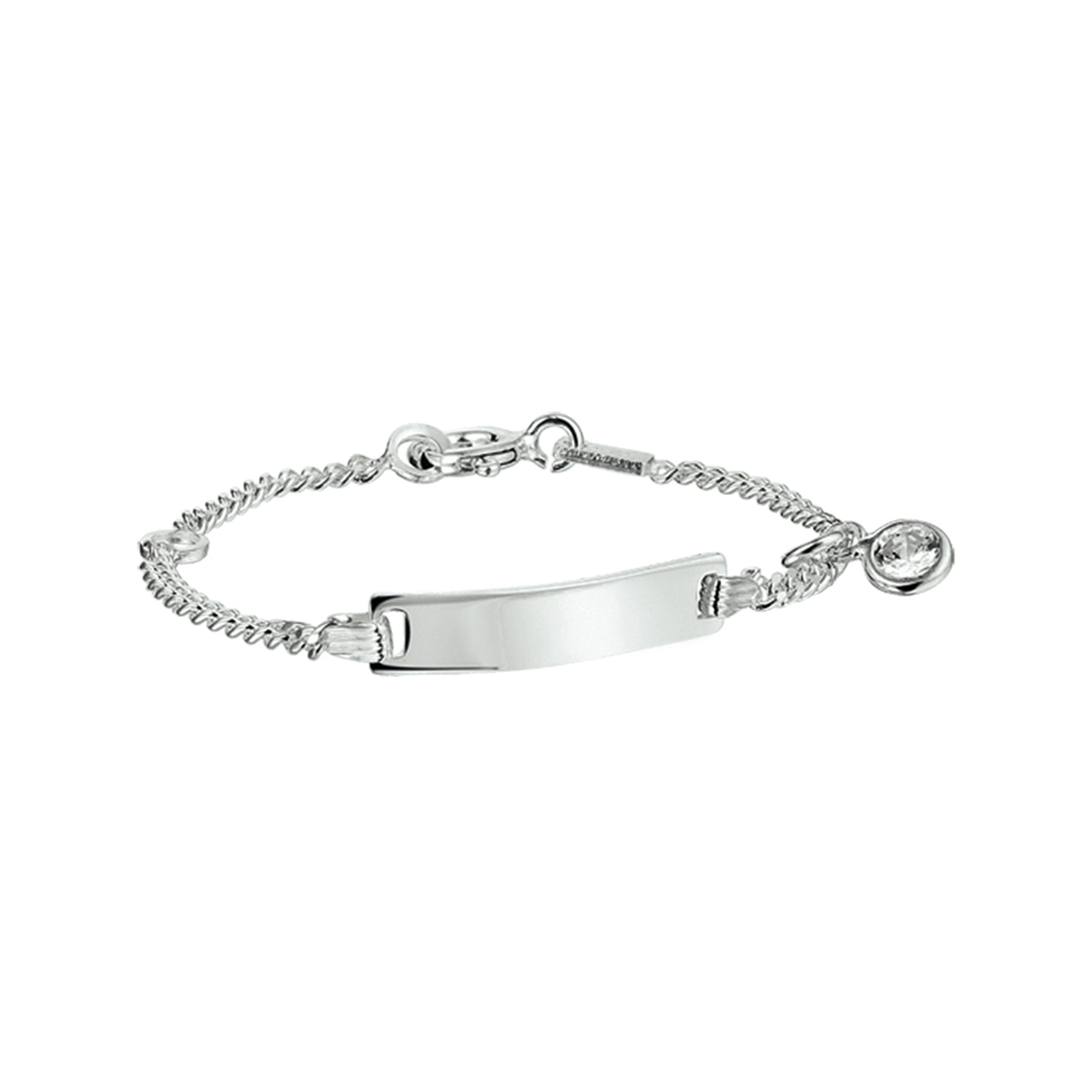 graveerarmband zirkonia plaat 4,2 mm 11 - 13 cm zilver gerhodineerd