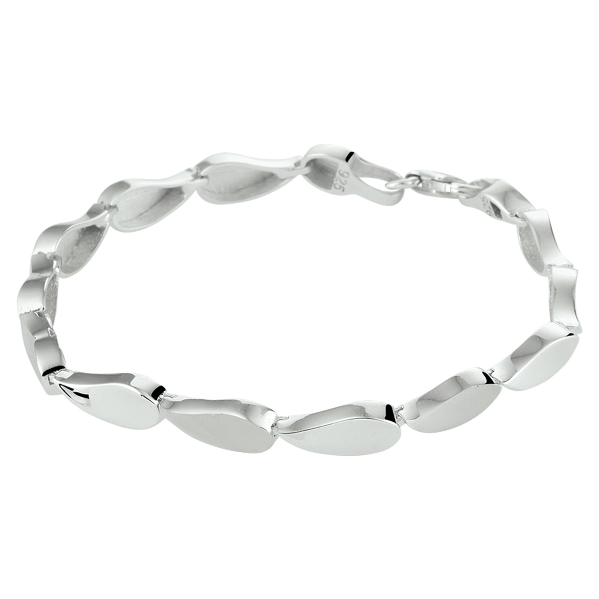 Gerhodineerd 925 zilveren armband met een stevige karabijn sluiting. De armband heeft een poli/matte afwerking en een draaglengte van 19cm. De schakelbreedte is 5.6mm.