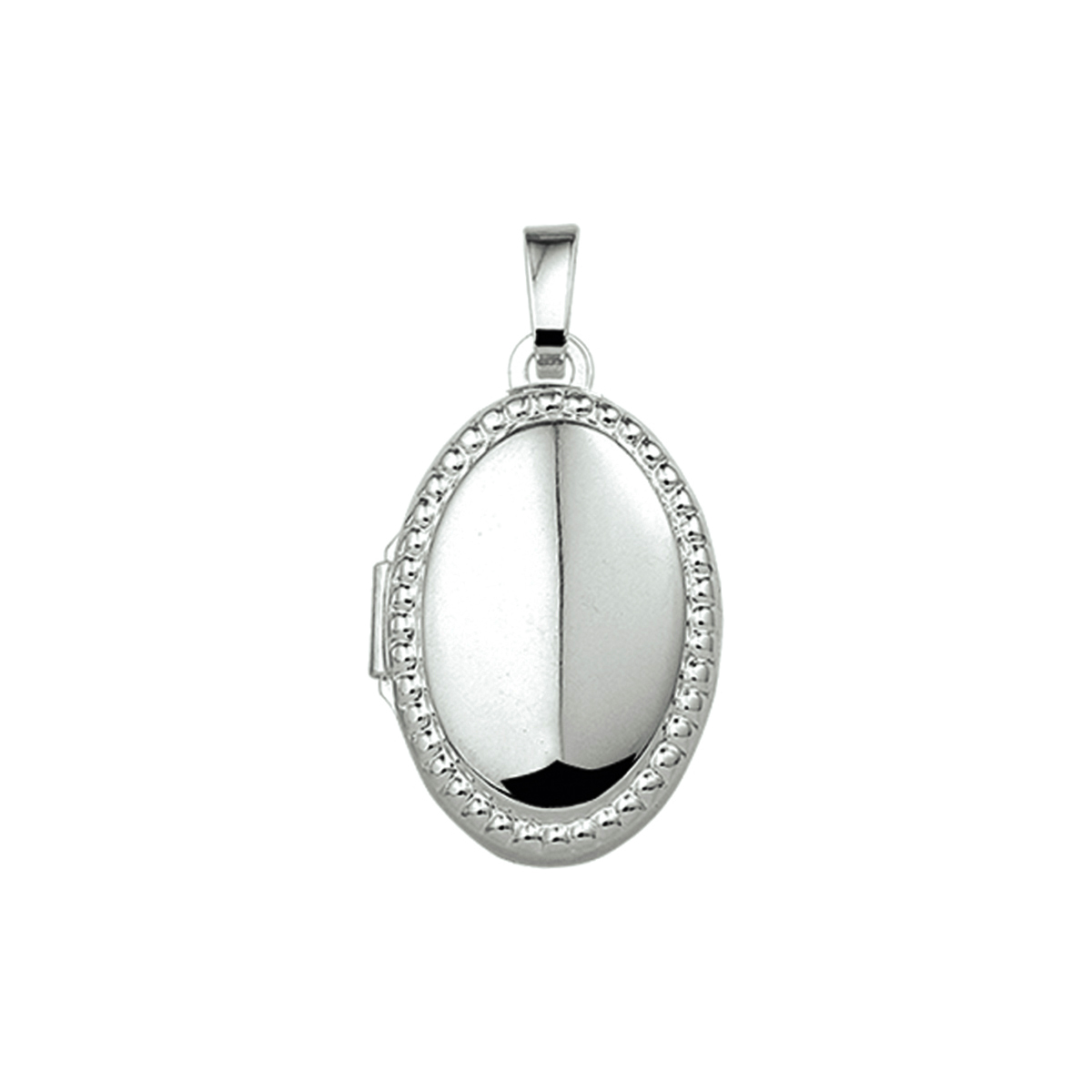 De Ovaal Medaillon Zilver, is een verfijnde zilverkleurige rhodium geplateerde bedel met een hoogglansafwerking. Met een gewicht van 1,95 gram, een hoogte van 18,5 mm en een breedte van 14 mm, voegt dit ovale sieraad elegantie toe aan elke ketting of armband. Draag hem dicht bij je hart aan een ketting voor een persoonlijke touch.
