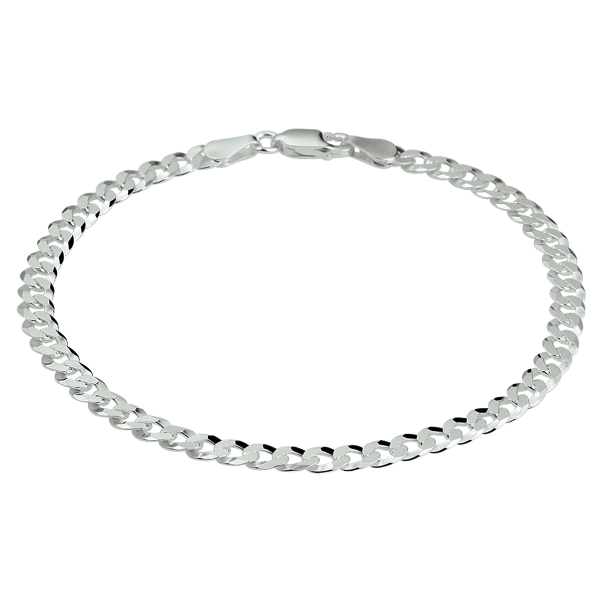 Gerhodineerd 925 zilveren gourmette lengte artikel met een schakelbreedte van 4.3mm. Het lengte artikel heeft een karabijn sluiting.