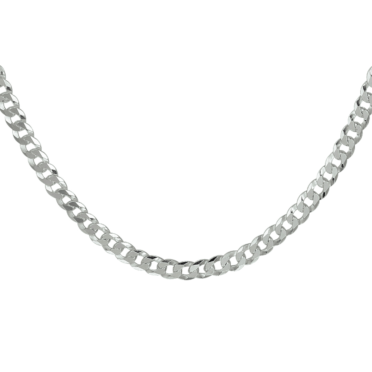 Gerhodineerd 925 zilveren gourmette lengte artikel met een schakelbreedte van 4.3mm. Het lengte artikel heeft een karabijn sluiting.