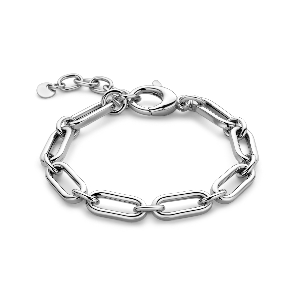 Gerhodineerd 925 zilveren armband met een schakelbreedte van 8mm. Uitgevoerd met karabijnsluiting.
