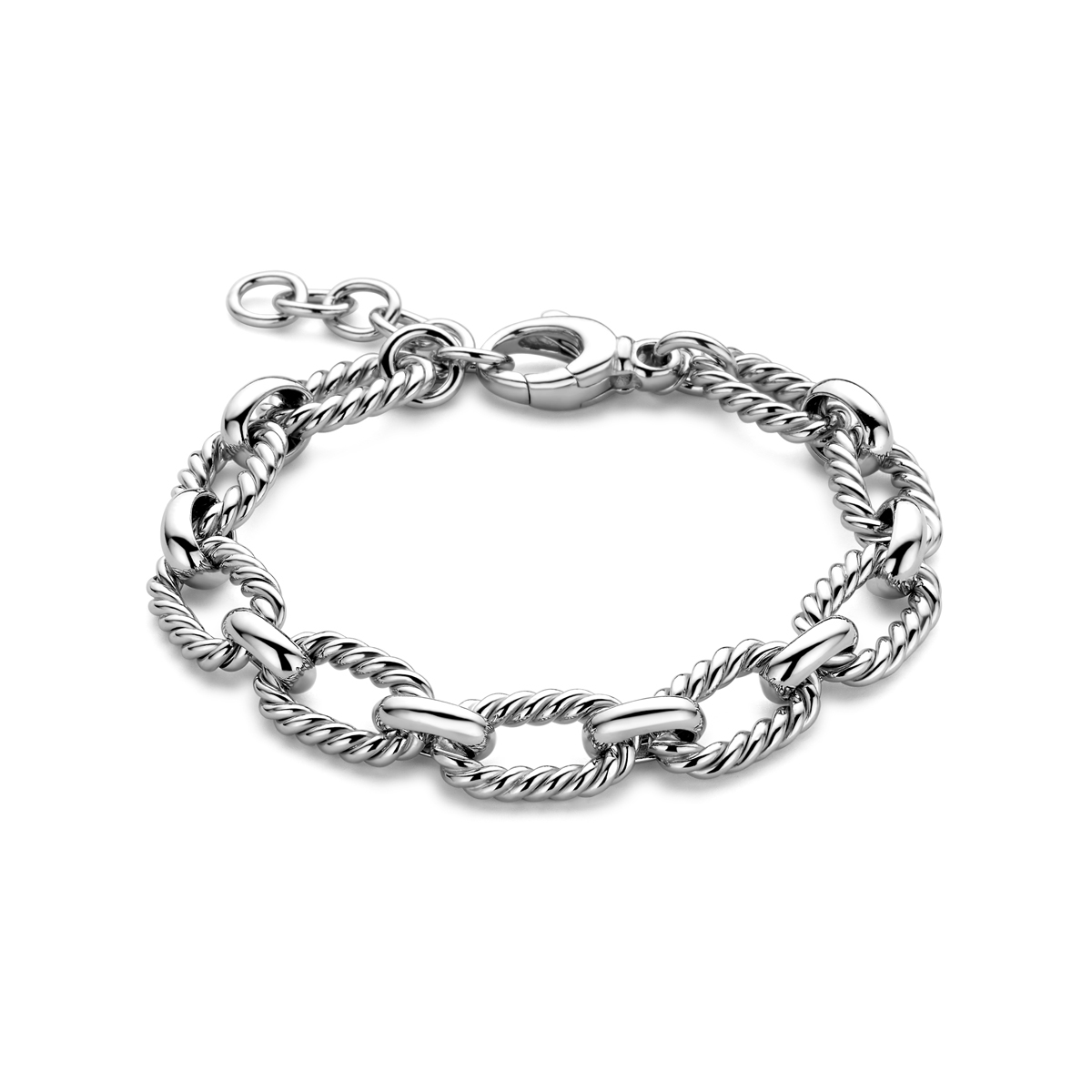 Gerhodineerd 925 zilveren armband met een schakelbreedte van 10.8mm. Uitgevoerd met karabijnsluiting.
