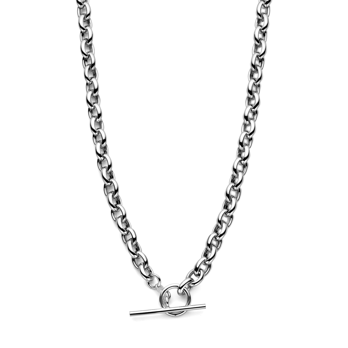 Gerhodineerd 925 zilveren collier met een draaglengte van 45cm. Het collier heeft een schakelbreedte van 7mm.