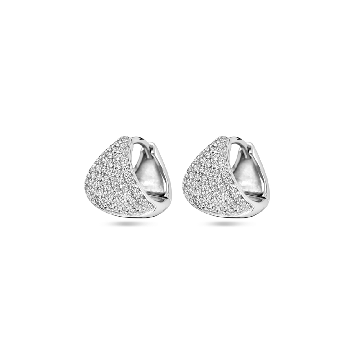 Gerhodineerd 925 zilveren klapoorringen met zirkonia. De klapoorringen hebben een hoogte van 11mm.